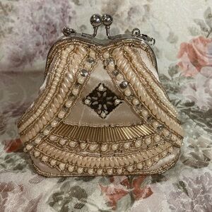 Vintage Inspired Beaded Clutch with Chain Strap